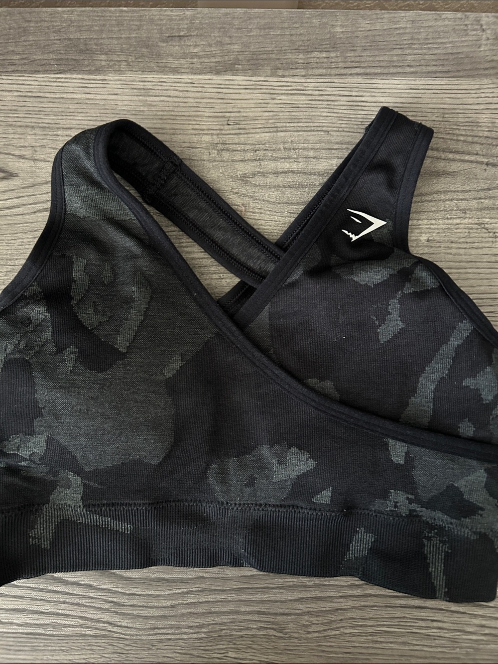 Gymshark Black Camo Seamless Cross-Back Sports Bra